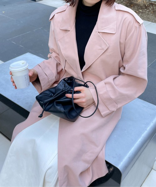 Meli rich(メリーリッチ)の「ガウンのように羽織れる。ロングラップトレンチコート(トレンチコート・レディース・ライトグレー/アイボリー/ピンクベージュ・FREE)」の19枚目の写真