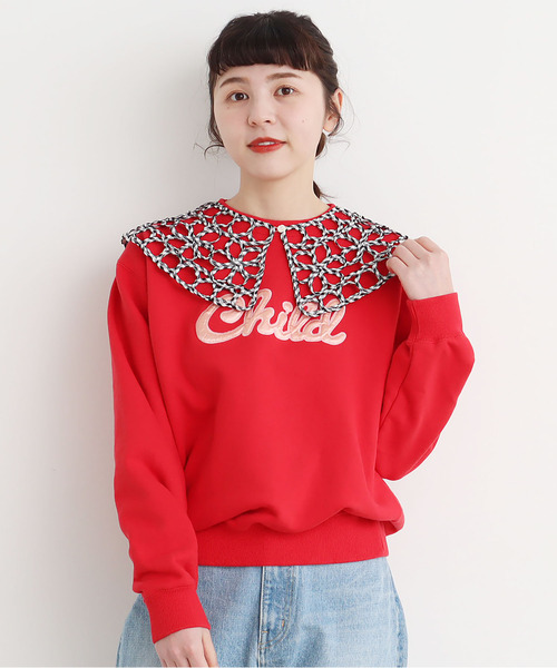 CHILD WOMAN(チャイルドウーマン)の「☆Childサテンアップリケ スウェット(スウェット・レディース・ブラック/グレー/レッド・FREE)」の4枚目の写真