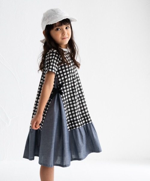 Wonder apartment(ワンダーアパートメント)の「天竺手描きチェックワンピース(ワンピース・キッズ・ブラック・110cm/90cm/100cm/130cm/120cm)」の1枚目の写真