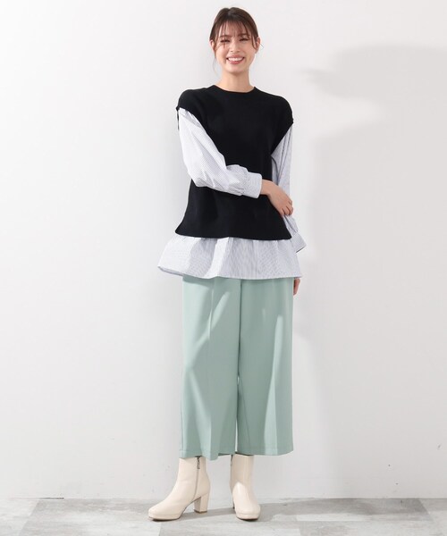 DRESKIP（ドレスキップ）の「◆【洗える】ストレッチサイドDカンワイドパンツ（その他パンツ・レディース・ネイビー/ライトグリーン/ライトベージュ・02/03/04）」の19枚目の写真