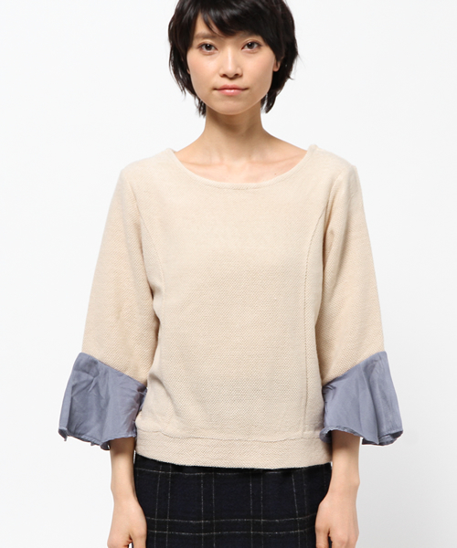 OUTLET(アウトレット)の「【mystic】袖フリルニットプルオーバー(Tシャツ/カットソー・レディース・ブラック/ボルドー/オフホワイト・FREE)」の4枚目の写真