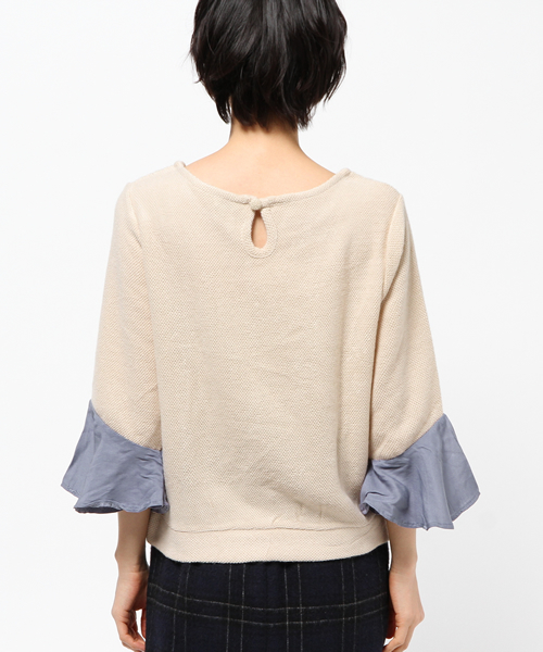 OUTLET(アウトレット)の「【mystic】袖フリルニットプルオーバー(Tシャツ/カットソー・レディース・ブラック/ボルドー/オフホワイト・FREE)」の6枚目の写真