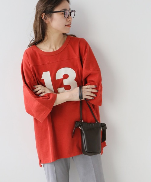 JOURNAL STANDARD relume SELECT(ジャーナルスタンダードレリュームセレクト)の「【Collegiate Pacific】 HALF SLEEVE FOOTBALLT:Tシャツ◆(Tシャツ/カットソー・レディース・ホワイト/ブラック/ベージュ/レッド・FREE)」の4枚目の写真