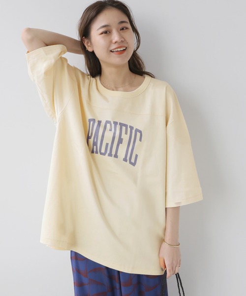 JOURNAL STANDARD relume SELECT(ジャーナルスタンダードレリュームセレクト)の「【Collegiate Pacific】 HALF SLEEVE FOOTBALLT:Tシャツ◆(Tシャツ/カットソー・レディース・ホワイト/ブラック/ベージュ/レッド・FREE)」の2枚目の写真