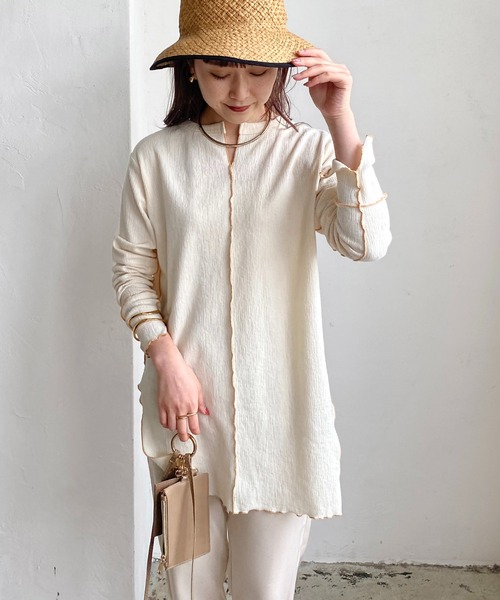 CAPRICIEUX LE'MAGE（カプリシューレマージュ）の「2WAY配色メローロンT（Tシャツ/カットソー・レディース・アイボリー/ブラック・FREE）」の2枚目の写真