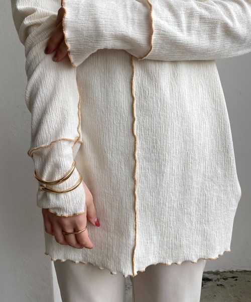 CAPRICIEUX LE'MAGE（カプリシューレマージュ）の「2WAY配色メローロンT（Tシャツ/カットソー・レディース・アイボリー/ブラック・FREE）」の8枚目の写真