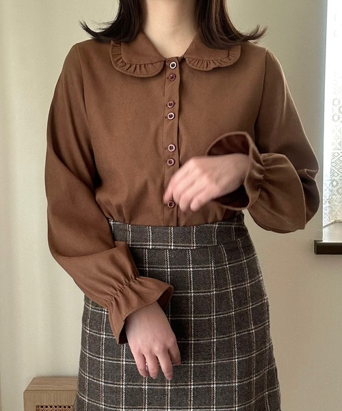 Cham.（チャム）の「丸襟ブラウス（シャツ/ブラウス・レディース・ホワイト/ブラウン・F）」の17枚目の写真