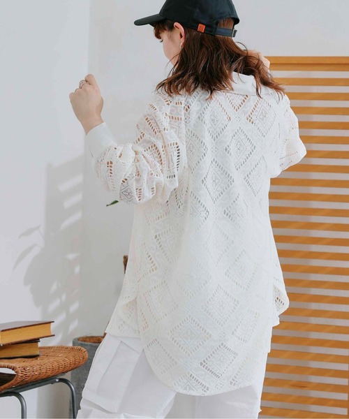 CPCM（シーピーシーエム）の「四角レース襟付きビッグシャツ（シャツ/ブラウス・レディース・ブラック/オフホワイト/グリーン・FREE）」の11枚目の写真