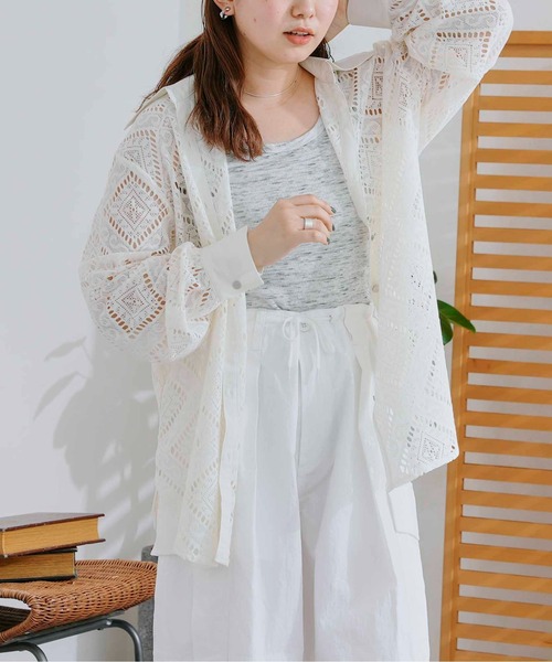 CPCM（シーピーシーエム）の「四角レース襟付きビッグシャツ（シャツ/ブラウス・レディース・ブラック/オフホワイト/グリーン・FREE）」の20枚目の写真