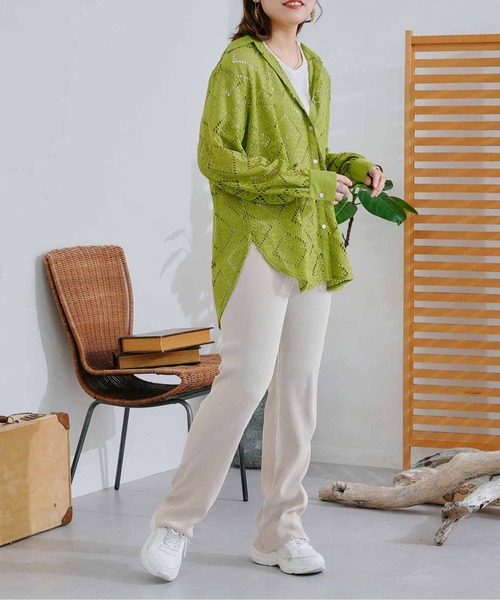 CPCM（シーピーシーエム）の「四角レース襟付きビッグシャツ（シャツ/ブラウス・レディース・ブラック/オフホワイト/グリーン・FREE）」の9枚目の写真