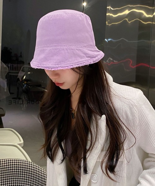 me+em select（ミームセレクト）の「【 8色展開 】フリンジカラーバケットハット【サイズ調節可／裏地付】（ハット・レディース・ブラック/ベージュ/パープル/オレンジ/ブルー/グリーン/モカ/キナリ・FREE）」の15枚目の写真