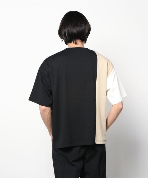 JOHN'S CLOSET（ジョンズクローゼット）の「【13】T/Cポンチ切り替えBIGTシャツ（Tシャツ/カットソー・メンズ・オフホワイト/グレイッシュベージュ/ブラック・MEDIUM/LARGE）」の7枚目の写真