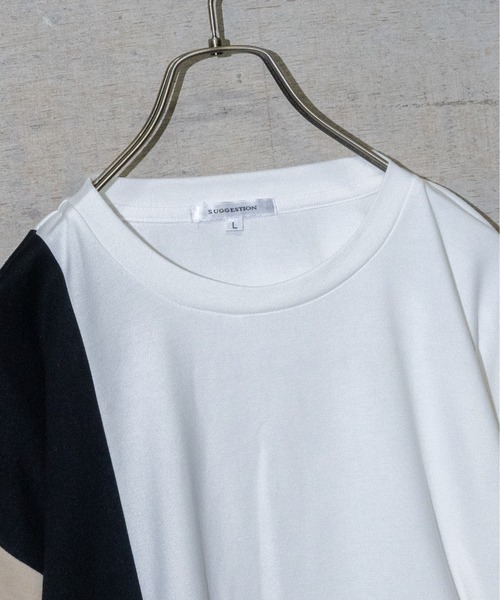 JOHN'S CLOSET（ジョンズクローゼット）の「【13】T/Cポンチ切り替えBIGTシャツ（Tシャツ/カットソー・メンズ・オフホワイト/グレイッシュベージュ/ブラック・MEDIUM/LARGE）」の9枚目の写真