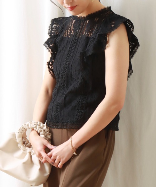 libelle more(リベル モア)の「フリルスリーブレースブラウス(シャツ/ブラウス・レディース・ラベンダー/ブラック/ライトブルー/オフホワイト・L/M)」の21枚目の写真