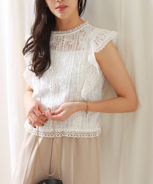 libelle more(リベル モア)の「フリルスリーブレースブラウス(シャツ/ブラウス・レディース・ラベンダー/ブラック/ライトブルー/オフホワイト・L/M)」の11枚目の写真