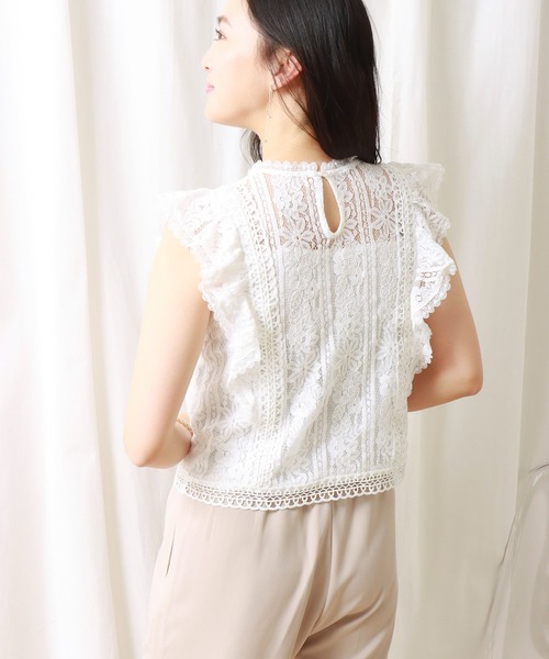 libelle more(リベル モア)の「フリルスリーブレースブラウス(シャツ/ブラウス・レディース・ラベンダー/ブラック/ライトブルー/オフホワイト・L/M)」の17枚目の写真