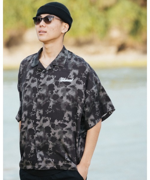 ELEMENT(エレメント)の「ELEMENT メンズ BIG SKATE ALOHA SS 半袖シャツ 【2022年夏モデル】/エレメントビッグシルエットシャツ(シャツ/ブラウス・メンズ・ブラック/グレー系その他・MEDIUM/LARGE/X-LARGE)」の2枚目の写真
