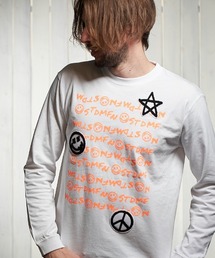 mlt3841- 5.6oz天竺 グラフィティープリント-サガラ LS Tシャツ カットソー