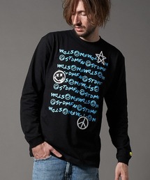 mlt3841- 5.6oz天竺 グラフィティープリント-サガラ LS Tシャツ カットソー