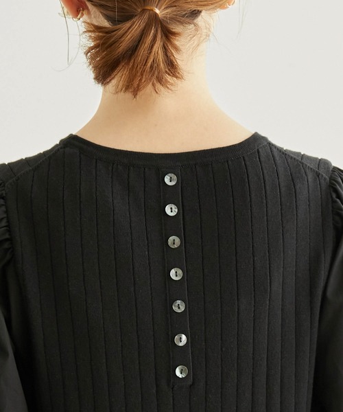 ROPE' PICNIC(ロペピクニック)の「オーガニックコットン袖布帛ニットワンピース(ワンピース・レディース・ブラック/イエロー系その他3/グリーン/ボルドー・38)」の8枚目の写真