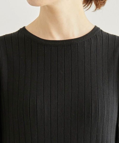 ROPE' PICNIC(ロペピクニック)の「オーガニックコットン袖布帛ニットワンピース(ワンピース・レディース・ブラック/イエロー系その他3/グリーン/ボルドー・38)」の5枚目の写真