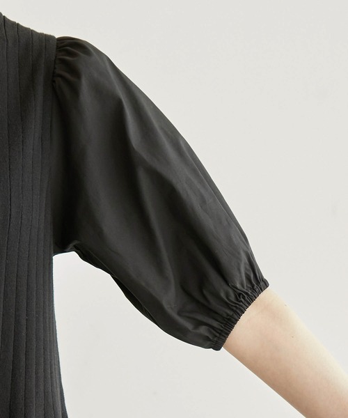 ROPE' PICNIC(ロペピクニック)の「オーガニックコットン袖布帛ニットワンピース(ワンピース・レディース・ブラック/イエロー系その他3/グリーン/ボルドー・38)」の11枚目の写真