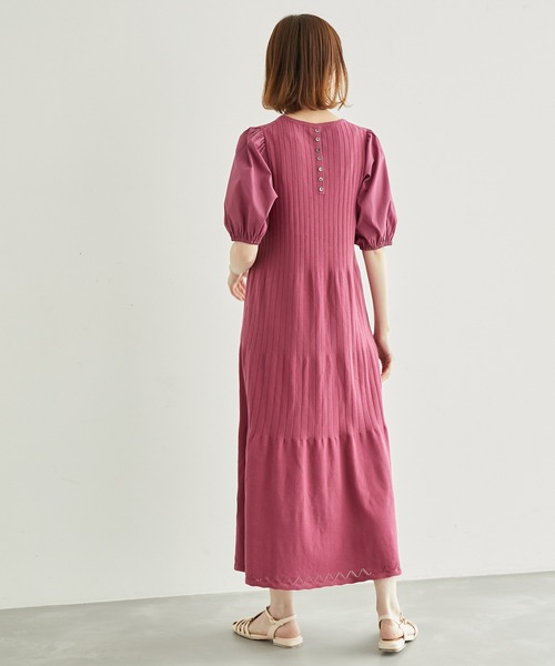 ROPE' PICNIC(ロペピクニック)の「オーガニックコットン袖布帛ニットワンピース(ワンピース・レディース・ブラック/イエロー系その他3/グリーン/ボルドー・38)」の21枚目の写真