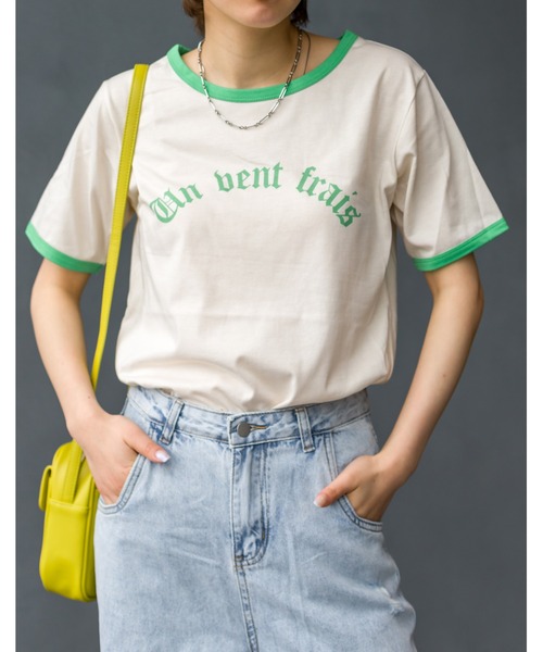 SpRay(スプレイ)の「オールドロゴリンガーTシャツ(Tシャツ/カットソー・レディース・オフホワイト/イエロー/ブルー/アイボリー/オートミール・FREE)」の1枚目の写真