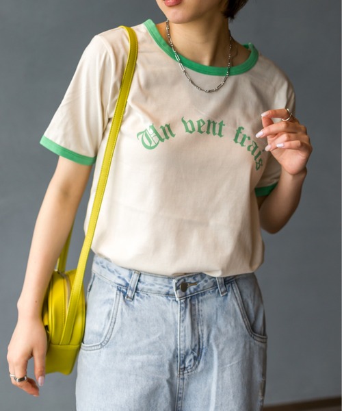 SpRay(スプレイ)の「オールドロゴリンガーTシャツ(Tシャツ/カットソー・レディース・オフホワイト/イエロー/ブルー/アイボリー/オートミール・FREE)」の6枚目の写真