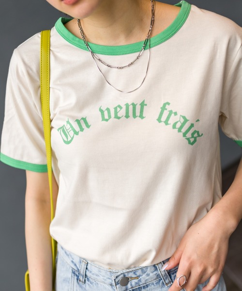 SpRay(スプレイ)の「オールドロゴリンガーTシャツ(Tシャツ/カットソー・レディース・オフホワイト/イエロー/ブルー/アイボリー/オートミール・FREE)」の9枚目の写真