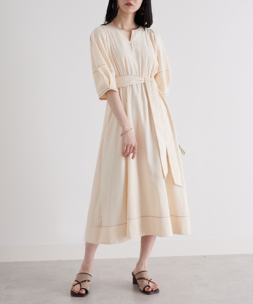GeeRA(ジーラ)の「前後2WAYランタンスリーブフレアーワンピース(ワンピース・レディース・ネイビー/アイボリー/ブルー・MEDIUM/LARGE/X-LARGE)」の8枚目の写真