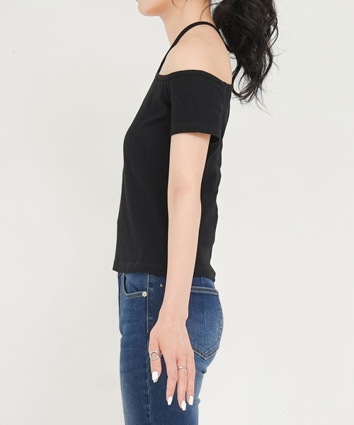 Newlyme(ニューリーミー)の「ネッククロステレコリブトップス(Tシャツ/カットソー・レディース・ホワイト/ブラック/ブルー/ボルドー・MEDIUM/X-LARGE/XX-LARGE/SMALL/LARGE)」の18枚目の写真