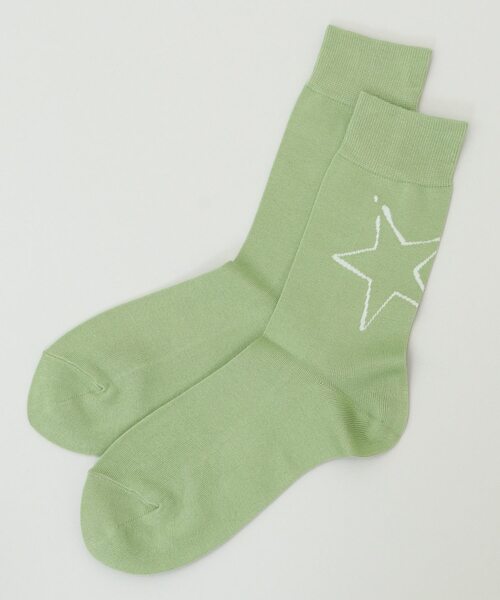 CONVERSE TOKYO(コンバーストウキョウ)の「ビックスターペイントソックス(ソックス/靴下・レディース・グリーン/ホワイト/ブラック/ライトグリーン・1/3/26.0cm/23.5cm)」の10枚目の写真