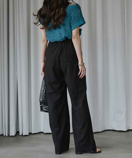 Ezick（エジック）の「タイ付きワイドスラックス（スラックス・レディース・ブラック/グレー・FREE）」の6枚目の写真