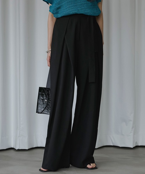 Ezick（エジック）の「タイ付きワイドスラックス（スラックス・レディース・ブラック/グレー・FREE）」の8枚目の写真