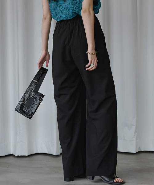 Ezick（エジック）の「タイ付きワイドスラックス（スラックス・レディース・ブラック/グレー・FREE）」の9枚目の写真