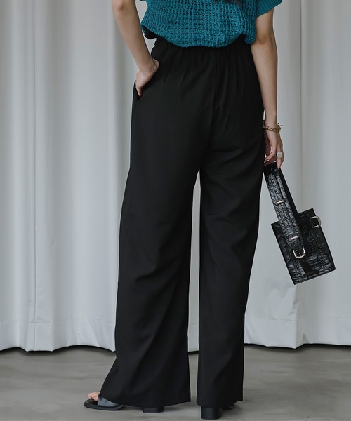 Ezick（エジック）の「タイ付きワイドスラックス（スラックス・レディース・ブラック/グレー・FREE）」の7枚目の写真