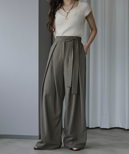 Ezick（エジック）の「タイ付きワイドスラックス（スラックス・レディース・ブラック/グレー・FREE）」の12枚目の写真