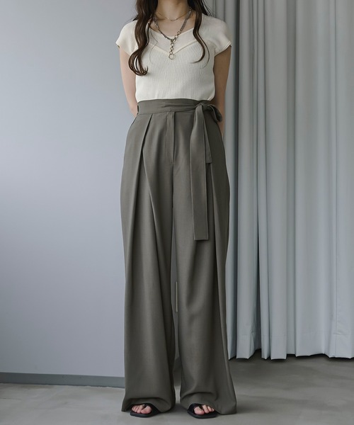 Ezick（エジック）の「タイ付きワイドスラックス（スラックス・レディース・ブラック/グレー・FREE）」の16枚目の写真