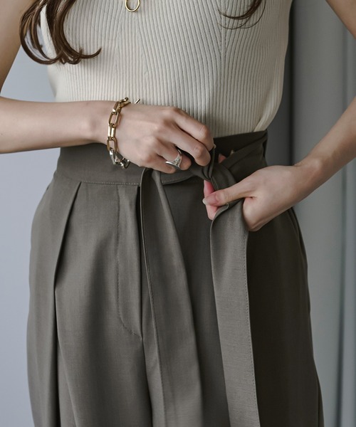 Ezick（エジック）の「タイ付きワイドスラックス（スラックス・レディース・ブラック/グレー・FREE）」の22枚目の写真