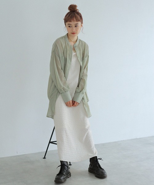 Crisp（クリスプ）の「シアールーズシャツ（シャツ/ブラウス・レディース・ベージュ/グレー/グリーン・FREE）」の14枚目の写真