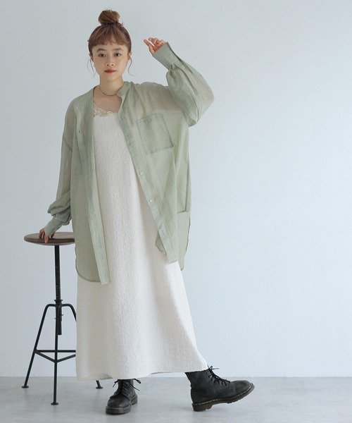 Crisp（クリスプ）の「シアールーズシャツ（シャツ/ブラウス・レディース・ベージュ/グレー/グリーン・FREE）」の16枚目の写真