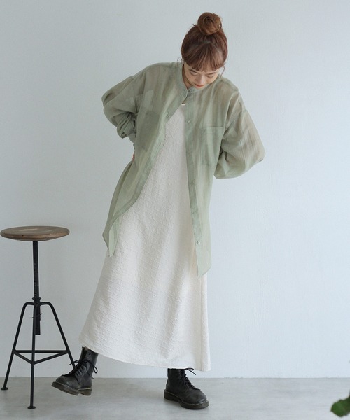 Crisp（クリスプ）の「シアールーズシャツ（シャツ/ブラウス・レディース・ベージュ/グレー/グリーン・FREE）」の18枚目の写真