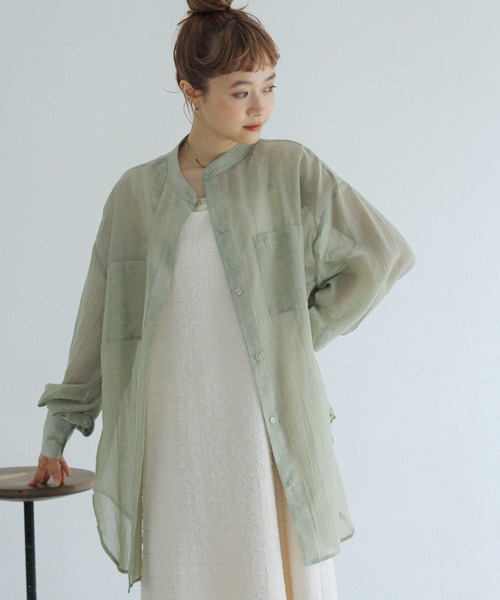 Crisp（クリスプ）の「シアールーズシャツ（シャツ/ブラウス・レディース・ベージュ/グレー/グリーン・FREE）」の19枚目の写真