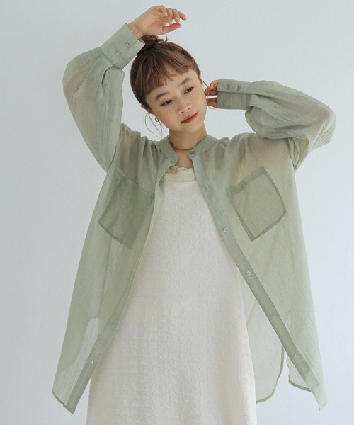 Crisp（クリスプ）の「シアールーズシャツ（シャツ/ブラウス・レディース・ベージュ/グレー/グリーン・FREE）」の20枚目の写真