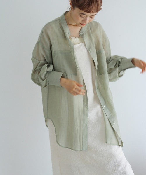 Crisp（クリスプ）の「シアールーズシャツ（シャツ/ブラウス・レディース・ベージュ/グレー/グリーン・FREE）」の21枚目の写真