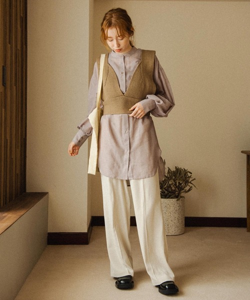 Crisp（クリスプ）の「シアールーズシャツ（シャツ/ブラウス・レディース・ベージュ/グレー/グリーン・FREE）」の6枚目の写真