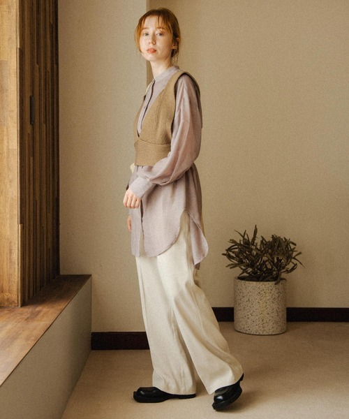 Crisp（クリスプ）の「シアールーズシャツ（シャツ/ブラウス・レディース・ベージュ/グレー/グリーン・FREE）」の7枚目の写真