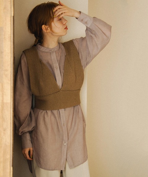 Crisp（クリスプ）の「シアールーズシャツ（シャツ/ブラウス・レディース・ベージュ/グレー/グリーン・FREE）」の10枚目の写真