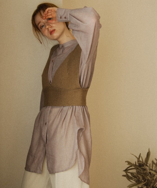 Crisp（クリスプ）の「シアールーズシャツ（シャツ/ブラウス・レディース・ベージュ/グレー/グリーン・FREE）」の12枚目の写真